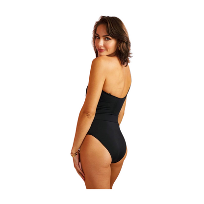 Black One Piece Swimsuit With Belt