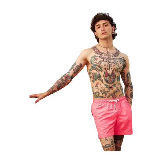 Classic Pink Men's Swim Trunks - Dive into Summer in Pure Elegance