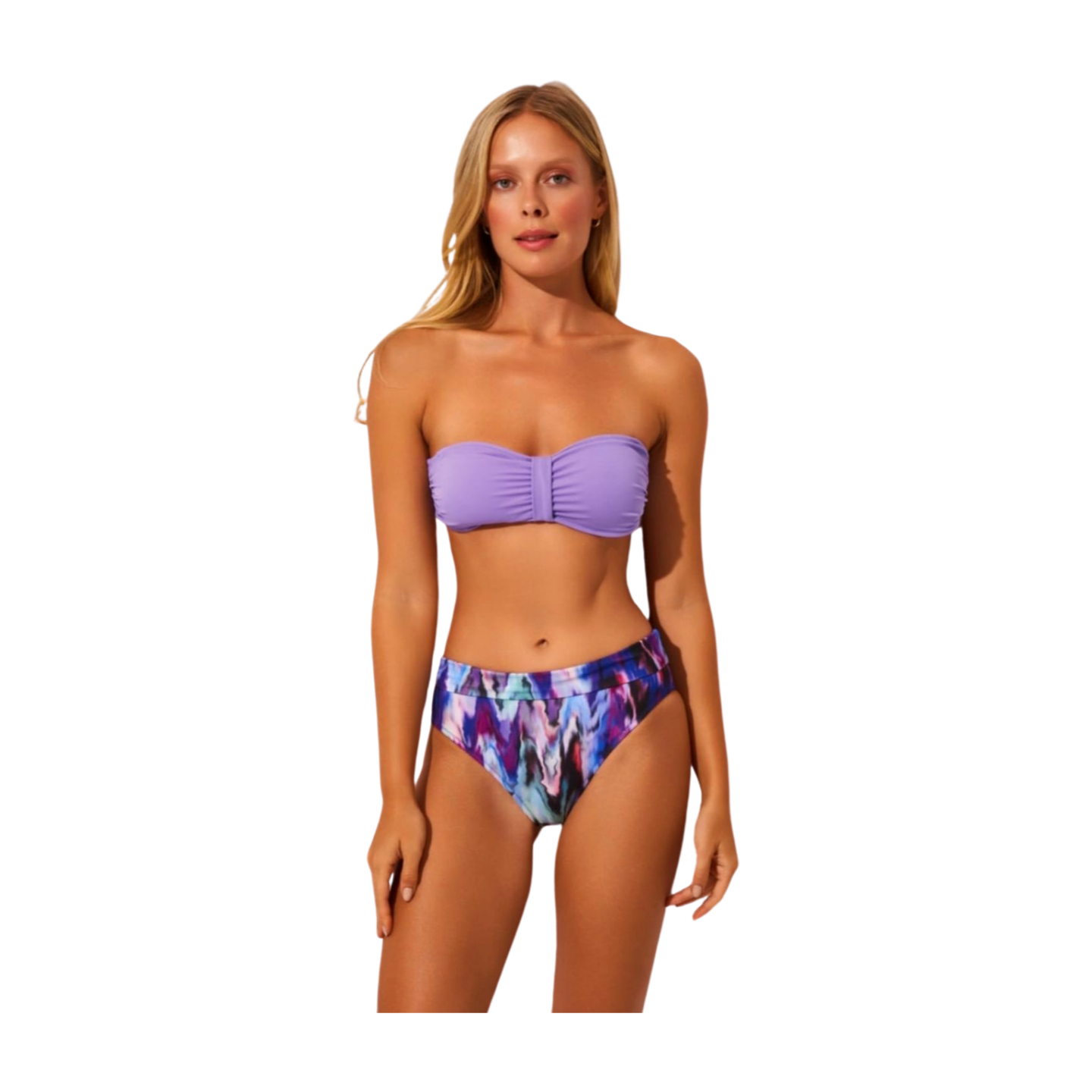 High Waist Strapless Bikini Purple