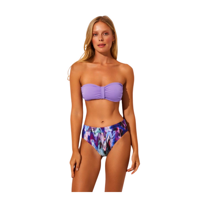 High Waist Strapless Bikini Purple