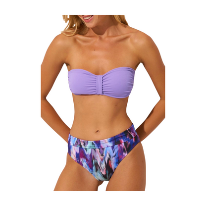 High Waist Strapless Bikini Purple