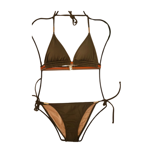 Khaki Tie Side Bikini Bottom