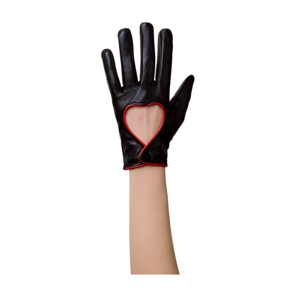 Leather Heart Bow Romantic Gloves