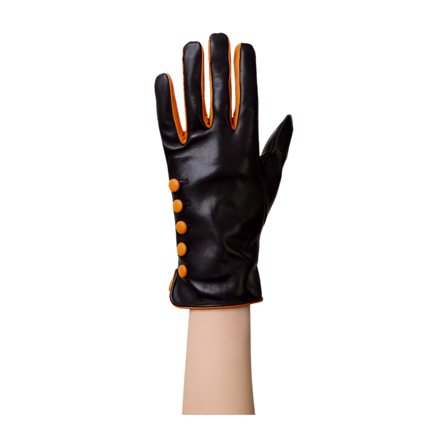 Leather Gloves With Side Buttons