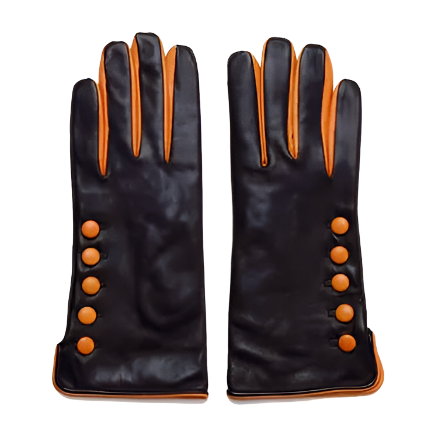 Leather Gloves With Side Buttons