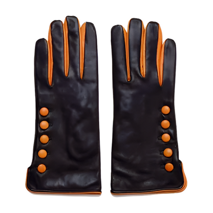 Leather Gloves With Side Buttons