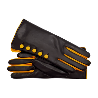 Leather Gloves With Side Buttons