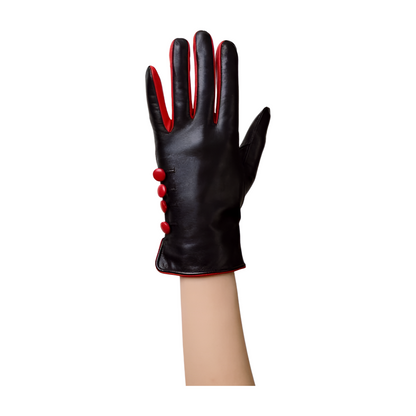 Leather Gloves With Side Buttons