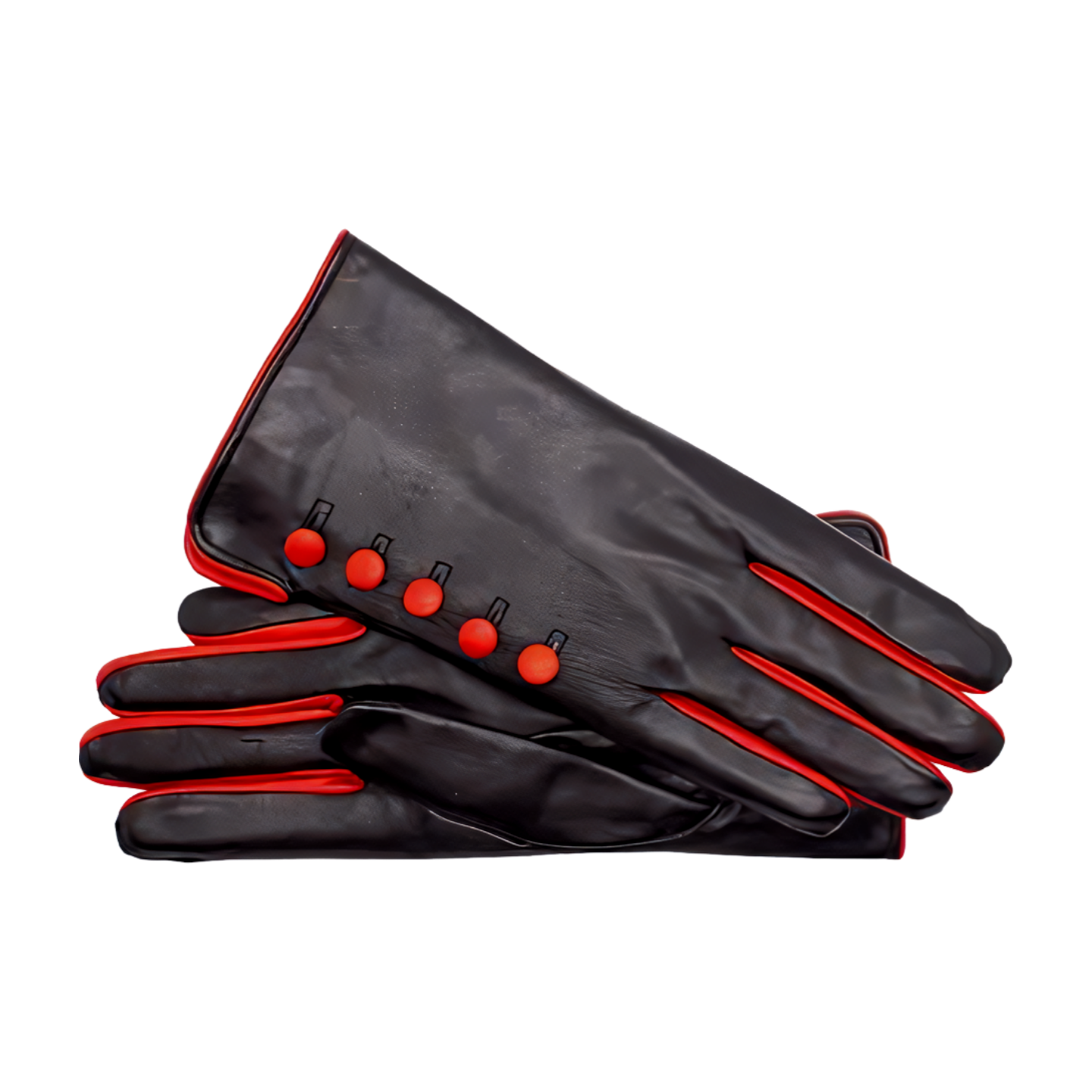 Leather Gloves With Side Buttons