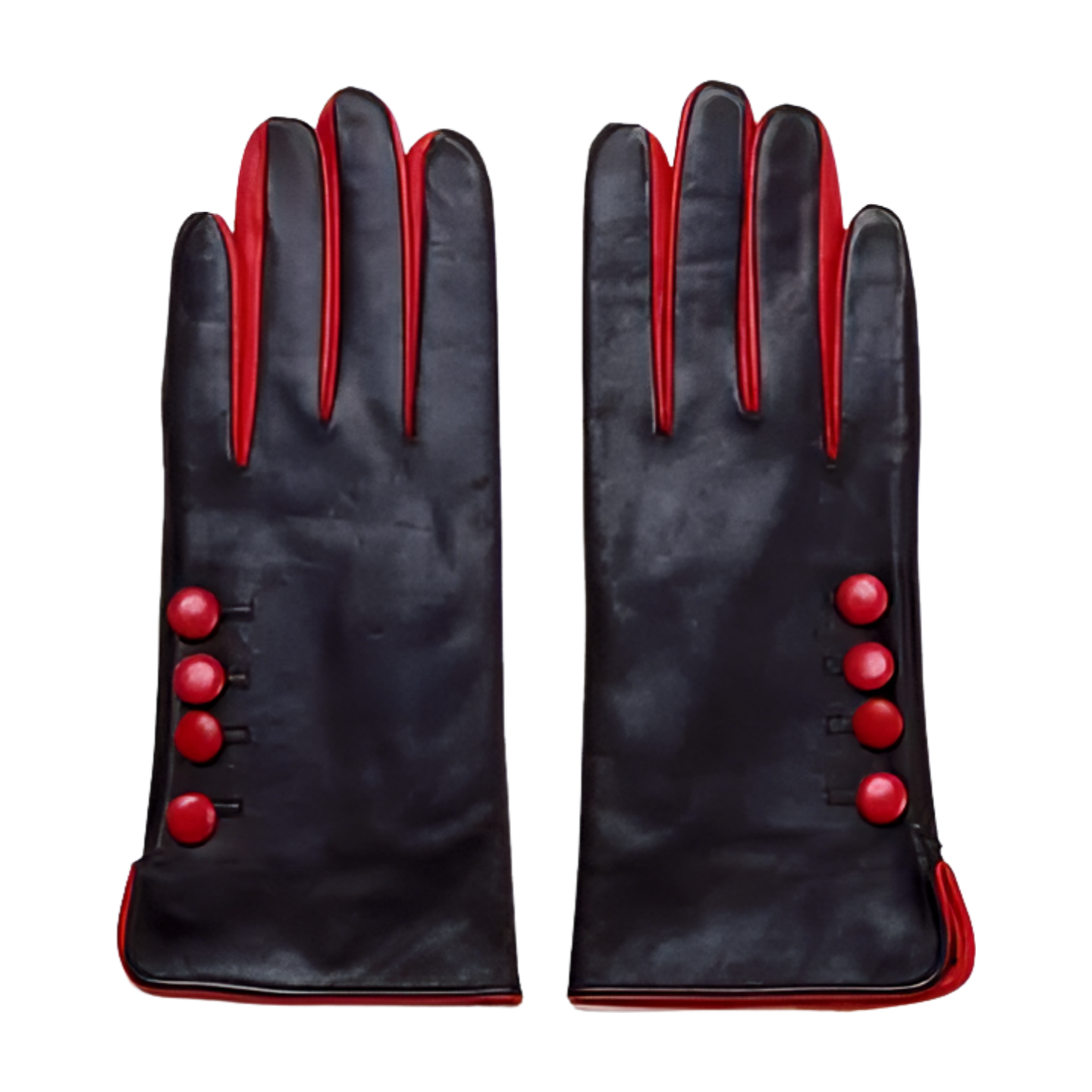 Leather Gloves With Side Buttons