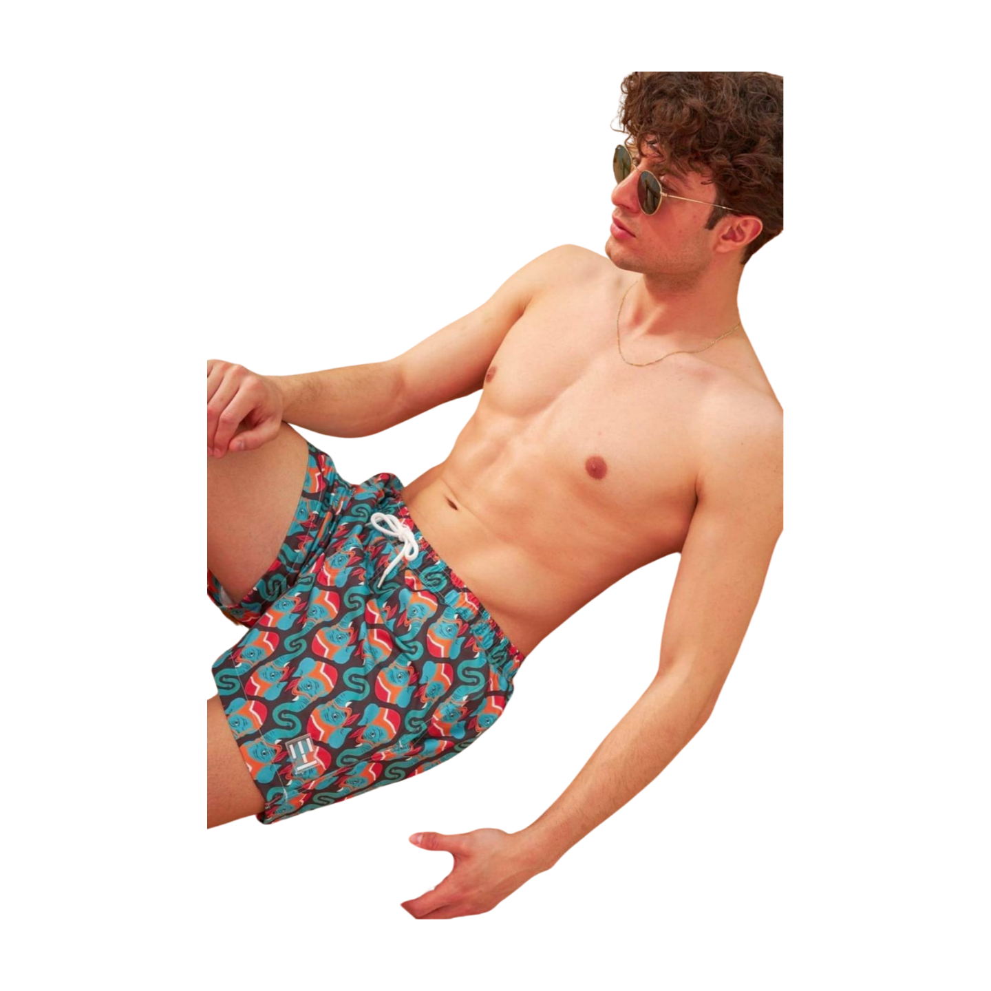 Men's Elephant Pattern Green Swim Trunks - Dive into Nature's Playground