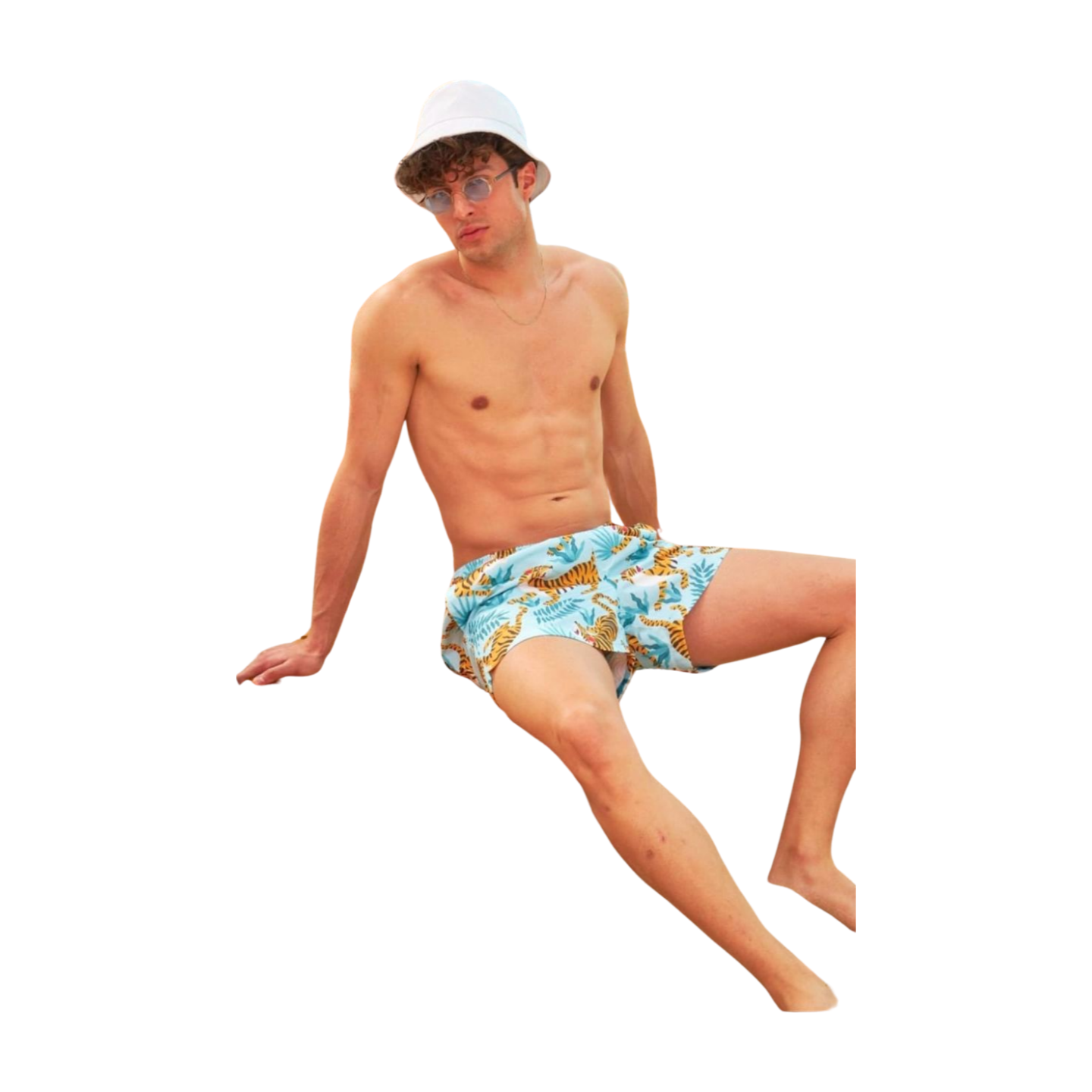 Men's Leopard Print Swim Trunks - Stylish Beachwear for a Roaring Splash