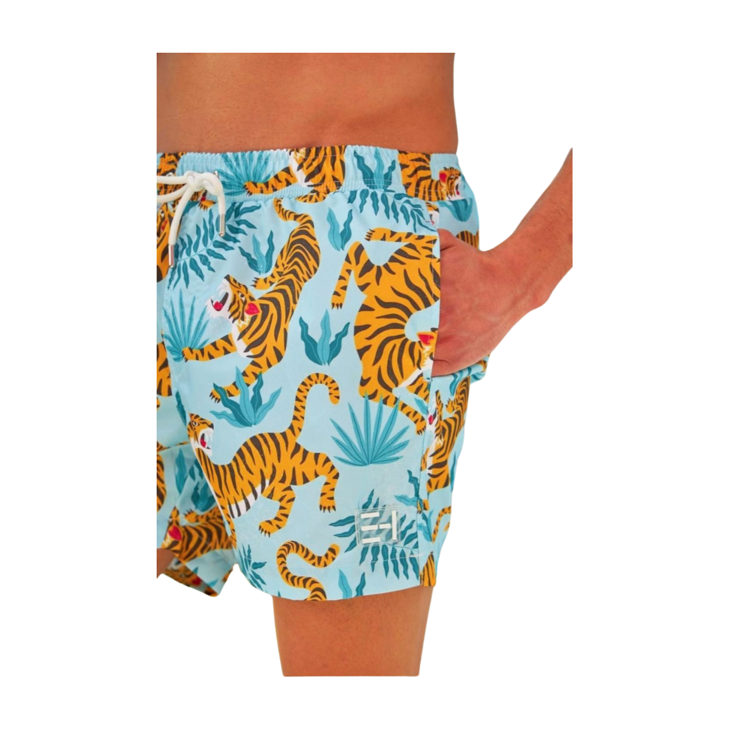 Men's Leopard Print Swim Trunks - Stylish Beachwear for a Roaring Splash