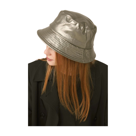 Metallic Leather Bucket Hat