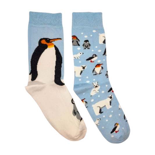 North Pole Animals Print Mismatched Socks