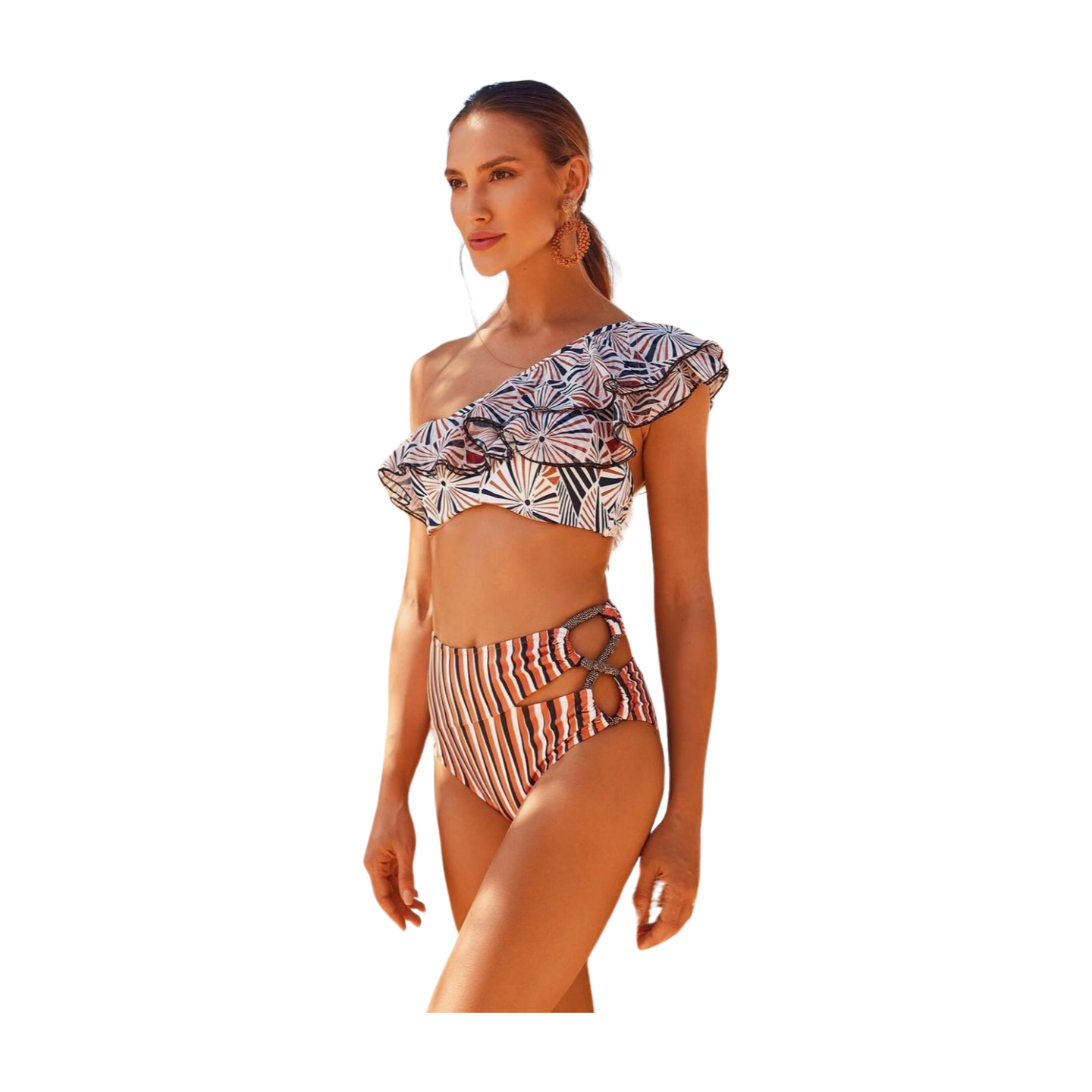 One Shoulder Ruffle Bikini