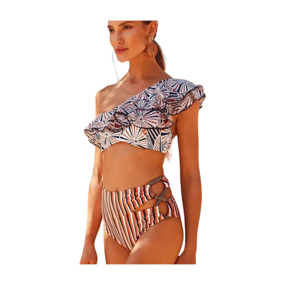 One Shoulder Ruffle Bikini