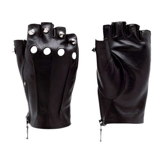 Premium Fingerless Leather Driver Gloves with Side Zipper