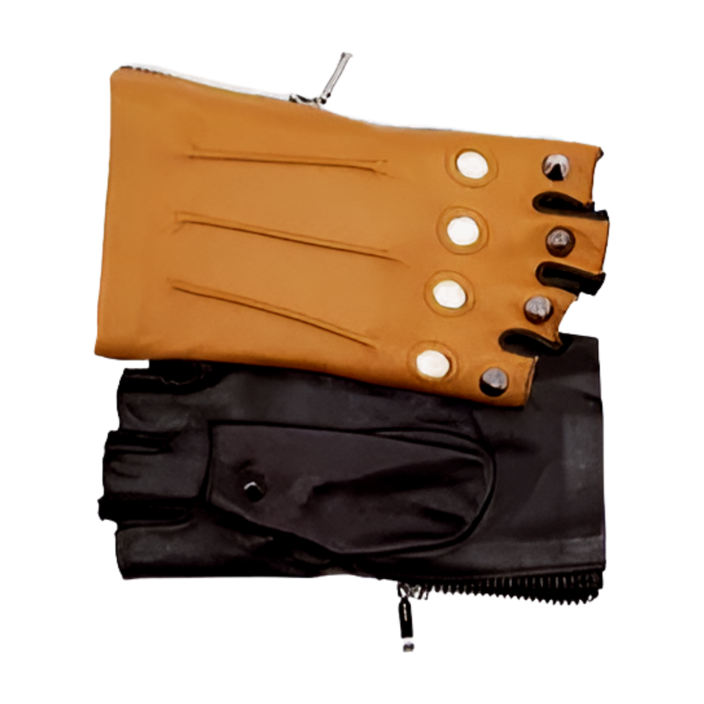 Premium Fingerless Leather Driver Gloves with Side Zipper