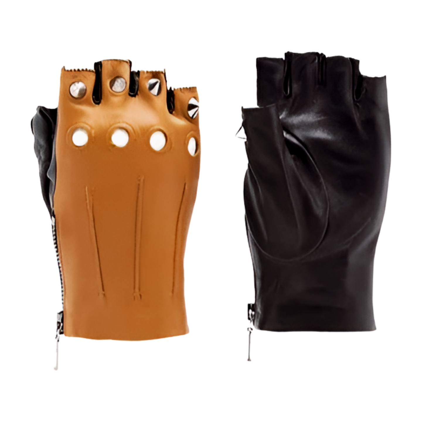 Premium Fingerless Leather Driver Gloves with Side Zipper