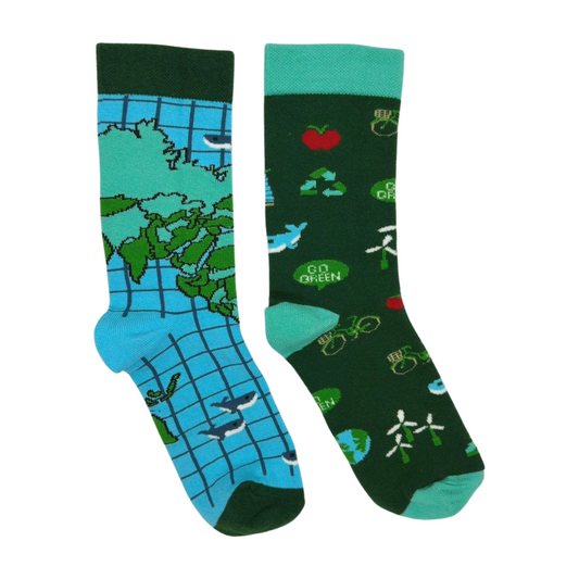 Save The Planet (Go Green) Mismatched Socks