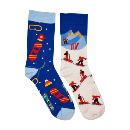 Skiing Mismatched Design Socks