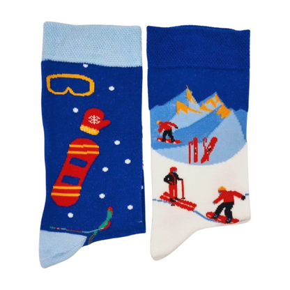 Skiing Mismatched Design Socks