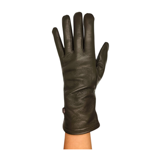 Slip-on Leather Gloves with Side Button Elegance