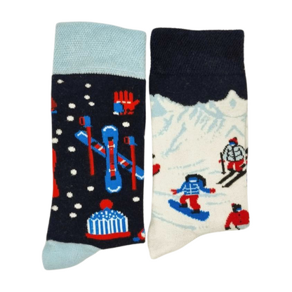 Snow Skiing Mismatched Socks