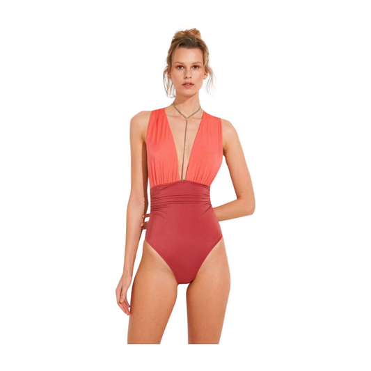 Sultry Allure Deep-V Neck Swimsuit