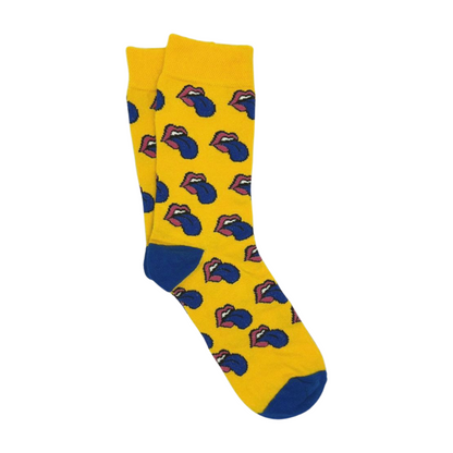 Tongue Pattern Socks inspired by The Rolling Stones - Yellow