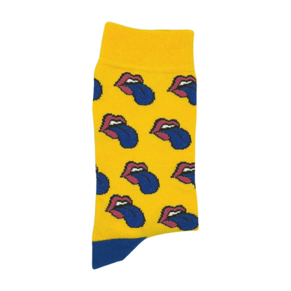 Tongue Pattern Socks inspired by The Rolling Stones - Yellow