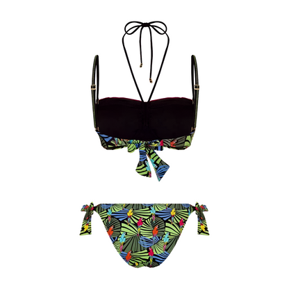 Tropical Glamour: Parrot Patterned Strapless Bikini