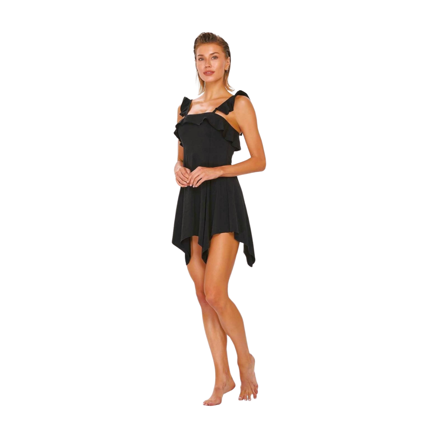 Women Dress Swimsuit Asymmetrical Skirt Ruffle Detail